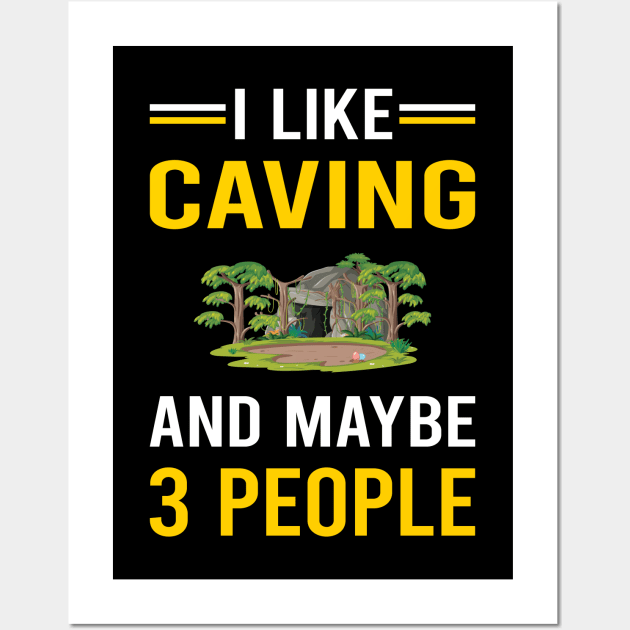 3 People Caving Caver Spelunking Spelunker Speleology Wall Art by Good Day